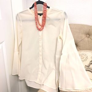Elegant Banana Republic Cream Bell Sleeve Top, XS